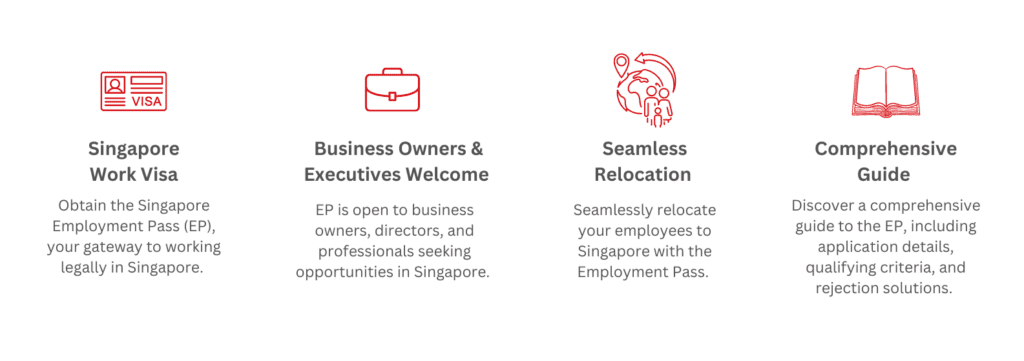 Icon representing an employment pass, featuring a briefcase and document with a checkmark overlay, against a solid background.